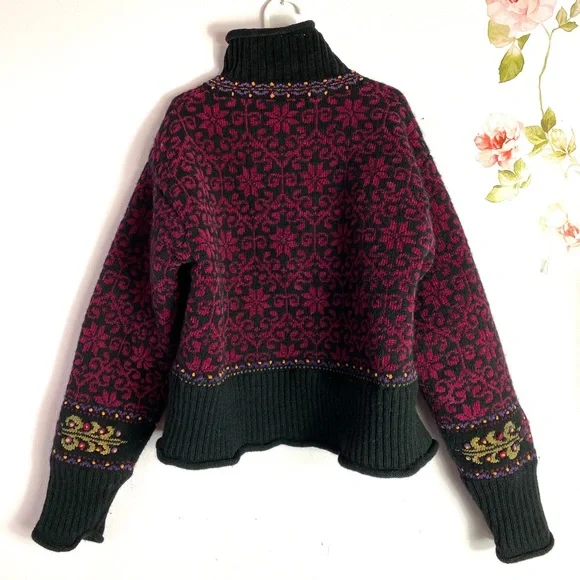 Wool Icelandic Design Zip Sweater Jacket - Picture 2 of 4